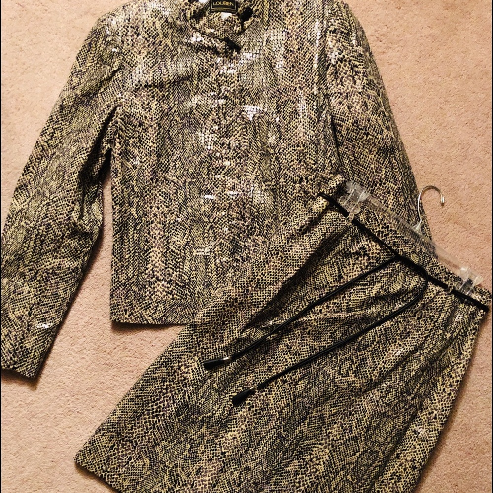 Louben Faux Snake Skin Skirt Suit